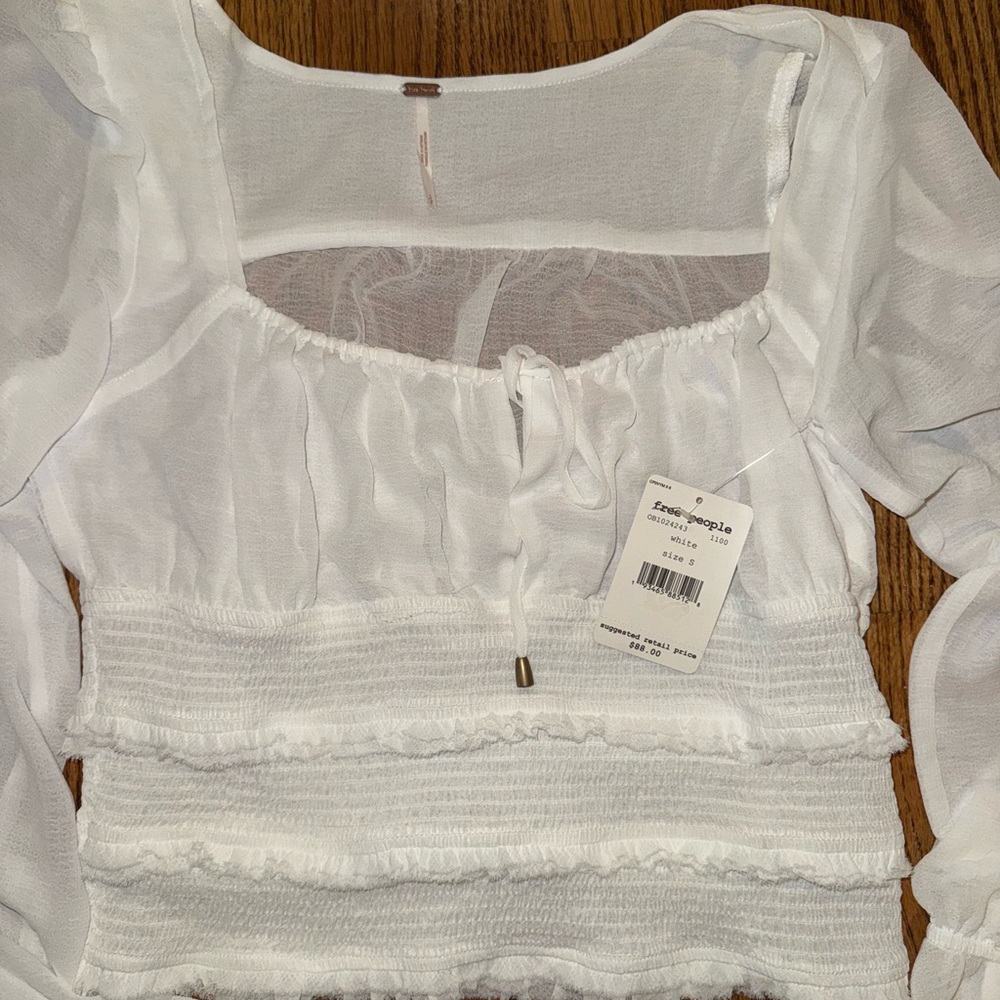 Free People White Sheer Blouse